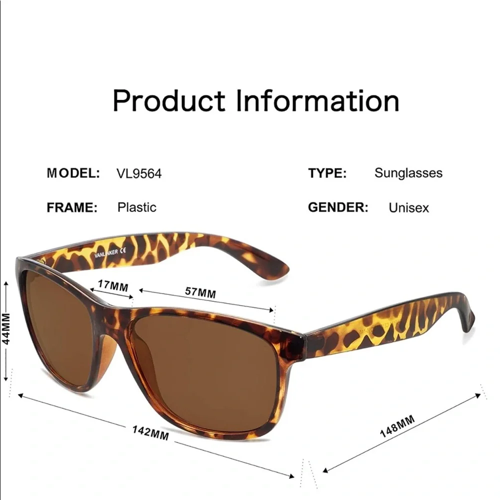 NEW! Polarized Sunglasses Lightweight Retro Square UV Protection Shades Tortoise